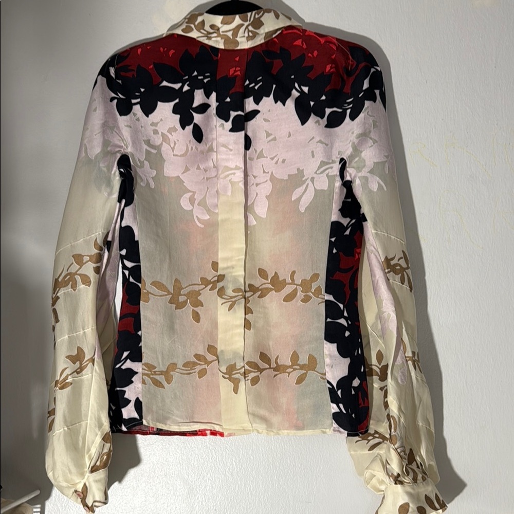 Carolina Herrera Floral Red and Black Women's Top size 4 - Picture 5 of 6
